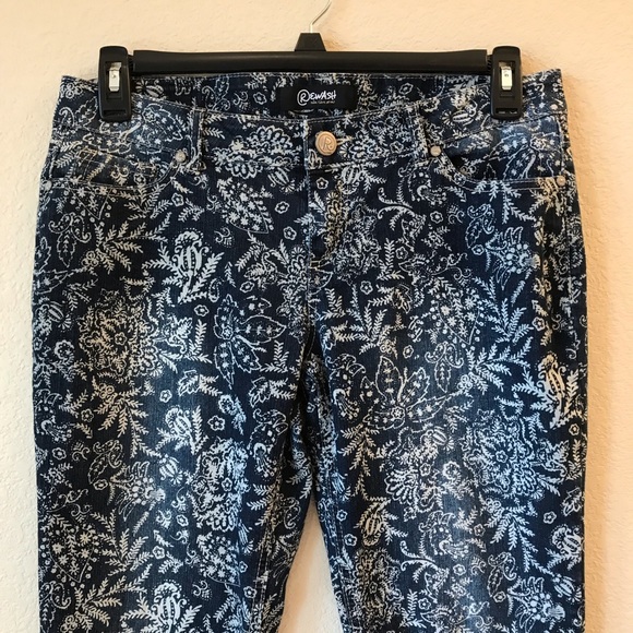 Rewash Denim Blue Jeans Womens Size 9 White Floral All Over Print - Picture 3 of 9